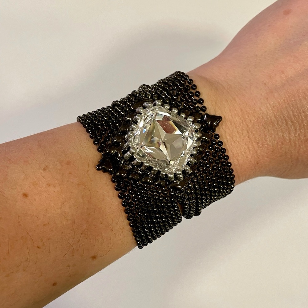 Liquid Metal by Sergio Gutierrez Black Chrome Swarovski Crystal Bracelet